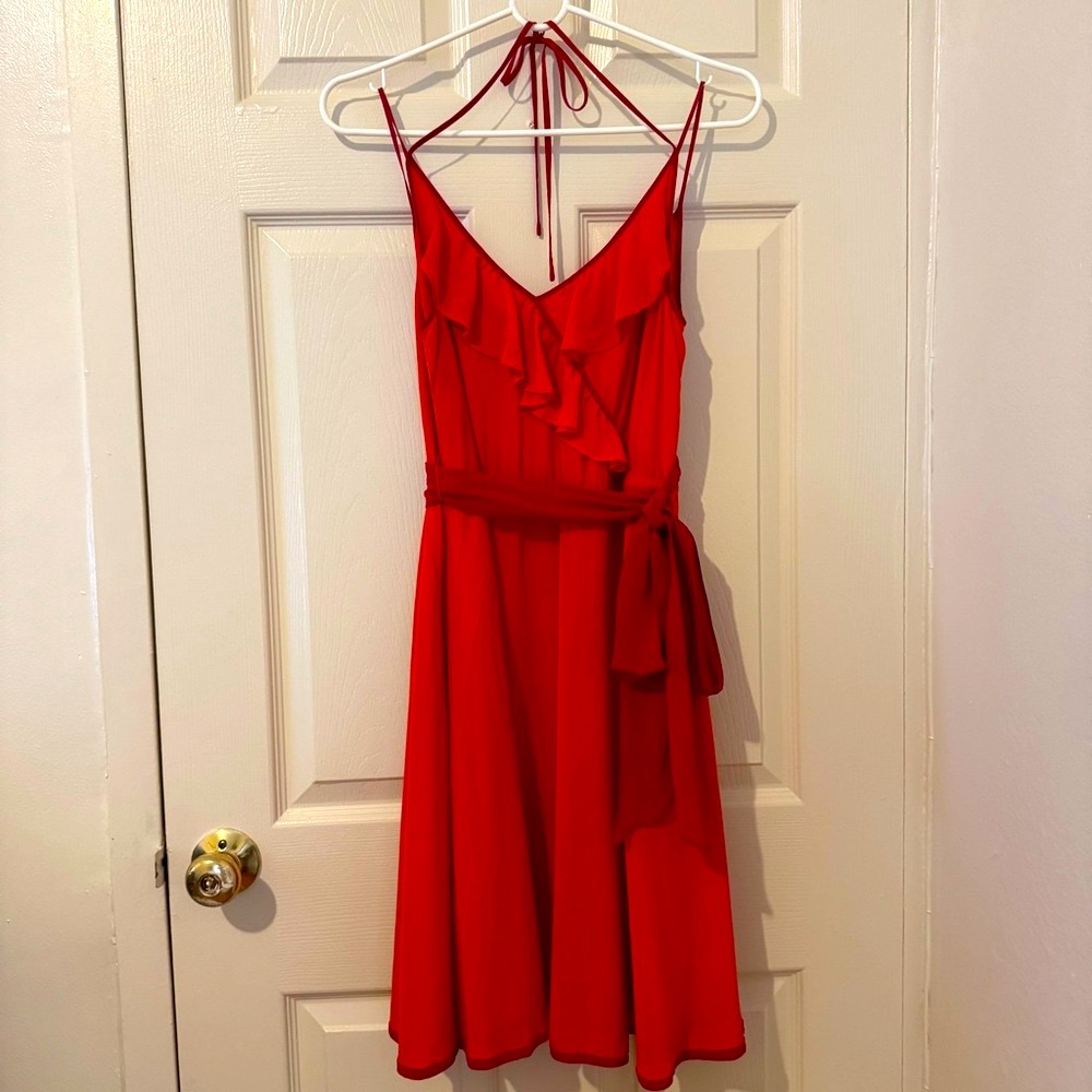 Anthropologie Silk Girls from Savoy orange and red dress